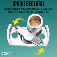 Excentric Reglabil Baterie Dus CZAY®, Racord Unghi Ajustare 0-40º, Accesoriu Instalare Robinet, Lungime Filet 25mm Cupru - 4
