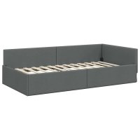 Cadru de pat coltar cu headboard Manual Gri inchis 90 x 190 cm - 2