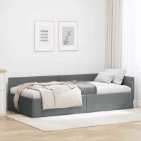 Cadru de pat coltar cu headboard Manual Gri inchis 90 x 190 cm - 3