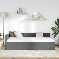 Cadru de pat coltar cu headboard Manual Gri inchis 90 x 190 cm - 4
