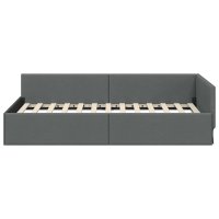 Cadru de pat coltar cu headboard Manual Gri inchis 90 x 190 cm - 5