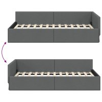 Cadru de pat coltar cu headboard Manual Gri inchis 90 x 190 cm - 9