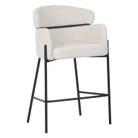 Scaun bar Tolerse tesatura bej picioare metal negru 55x60x97 cm - 1
