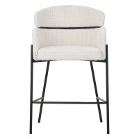 Scaun bar Tolerse tesatura bej picioare metal negru 55x60x97 cm - 4
