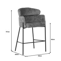 Scaun bar Tolerse tesatura bej picioare metal negru 55x60x97 cm - 8