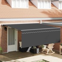 Cortina Retractabila Manuala Gri 400 x 300 cm din Aluminiu si Tesatura - 1