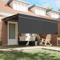 Cortina Retractabila Manuala Gri 400 x 300 cm din Aluminiu si Tesatura - 3
