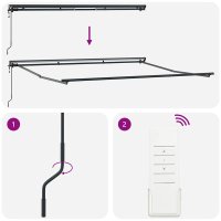 Cortina Retractabila Manuala Gri 400 x 300 cm din Aluminiu si Tesatura - 11