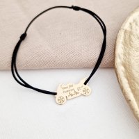 Bratara personalizata cu motocicleta, argint 925 placat cu aur galben 18K, snur reglabil - 1