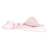 Prosop cu gluga, MimiNu, Mare, Cu volanas, Dimensiune 100x100 cm, Din bumbac si thermo fleece, Materiale certificate Oeko Tex Standard 100, Colectia Royal, Powder Pink - 1