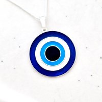 Lantisor personalizat si decorat cu email albastru - Pandantiv Protectie Ochiul Magic – Argint 925 - 1