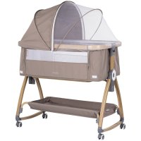 Patut co-sleeper Chipolino Charisma Latte Wood cu laterala culisanta si functie de leagan - 6