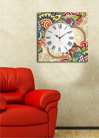 Ceas de perete decorativ din pânză 4545CS Multicolor 45x45x3 cm - 1