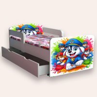 Pat pentru copii Paw Patrol varianta 4, cu manere si sertar, 2-8 ani, 140x70 cm - 2