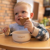 Bol din silicon cu ventuza si capac Babyono Bej - 3