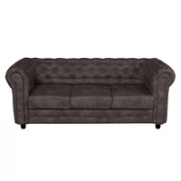 Canapea CHESTERFIELD fixa, 3 locuri, cu arcuri, maro inchis, 205x90x80 cm - 1