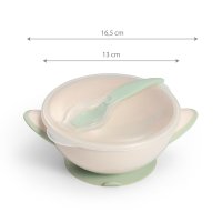 Castron cu ventuza si lingura Baby Ono Verde deschis - 1