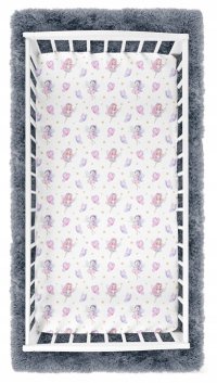 Cearceaf cu banda elastica pentru pat copii, dimensiune 120 x 60 cm, 100 bumbac, BabyMam Fairies - 1