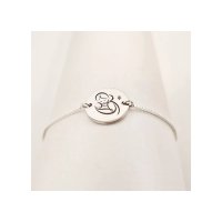 Bratara personalizata cu Diamant natural turcoaz- Mama si bebe - Lantisor glisant ajustabil - Argint 925 - 1
