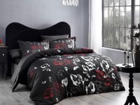 Lenjerie Family Tallin Negru, cu 2 cearsafuri de Pilota (Satin Deluxe) - 1