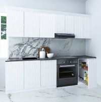 Set de Bucatarie SPACE 240 cm, 8 Corpuri, Blat Termorezistent, Fronturi MDF Alb Rustic - 1