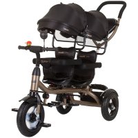 Tricicleta pentru copii gemeni Chipolino 2Play Obsidian Gold cu maner, control al directiei, sezut reversibil, suport pentru picioare, scaun confortabil cu husa moale, copertina XXL, si roti din cauciuc - 9