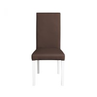 Scaun living TEO, picioare lemn alb, piele ecologica maro deschis, 46x60x98 cm - 1