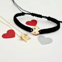 Set bijuterii lantisor si bratara - Luna plina si Stea - Diamant natural - Aur Galben 14K - 1