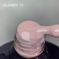 Rubber Base Everin Soo Glammy 13 – Bază rubber Bej-Roz Nude cu Sclipici Holografic Fin, HEMA &amp; TPO Free, 12ml - 1
