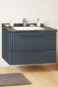 Set Baza front MDF si Lavoar seria 833, suspendata, cu sertare, montat, 80 cm, antracit - 1