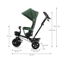 Tricicleta pentru copii Kinderkraft Aveo Mystic Green de la 9 luni, cu sezut rotativ, suport pentru picioare, maner cu control al directiei, gentuta si cos pentru accesorii - 4