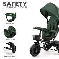 Tricicleta pentru copii Kinderkraft Aveo Mystic Green de la 9 luni, cu sezut rotativ, suport pentru picioare, maner cu control al directiei, gentuta si cos pentru accesorii - 11