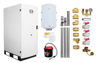 Pachet Centrala termica pe peleti Fornello GT 30 Standard, echipata cu pompa circulatie Wilo, vas expansiune, manometru, boiler fornello 100 l, kit evacuare 3.5 ml, Termostat Salus 091FLRFV2 si Aspirator Cenusa, fitinguri - 1