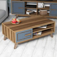 Masuta de cafea Ayla, finisaj walnut si albastru - 3