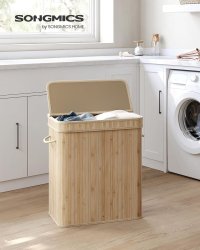 Cos de rufe Songmics, Bej, LCB063N01, 54.5 x 34.5 x 61 cm - 4