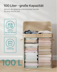 Cos de rufe Songmics, Bej, LCB063N01, 54.5 x 34.5 x 61 cm - 6