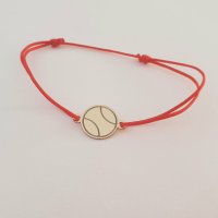 Bratara Personalizata Minge de Tenis din Aur Galben 14k cu Snur Reglabil - 1