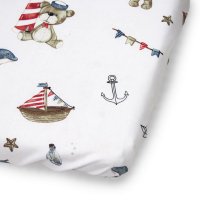 Cearceaf pentru patut copii Kerstin Ursuletul Pirat 90x40 cm cu elastic, 100% bumbac - 1