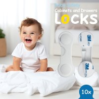 Set de 10 Blocatori de Siguranta pentru Copii Sipo, cu Adeziv 3M, Fara Urme, pentru Dulapuri si Sertare - 2