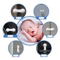 Set de 10 Blocatori de Siguranta pentru Copii Sipo, cu Adeziv 3M, Fara Urme, pentru Dulapuri si Sertare - 5