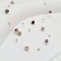 Choker Drop cu pietre turmalina fatetata si bilute din Argint 925 - 1