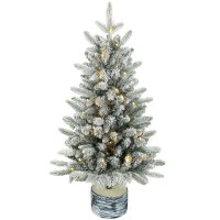 HOMCOM Brad Artificial de Craciun de 90 cm cu 50 LED-uri si Vârfuri Zăpadă, Bază din Oxid de Magneziu | Aosom Romania - 1