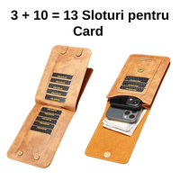 Husa tip portofel 2 in 1 pentru telefoane de pana la 7 inch, cu 13 sloturi, inchidere magnetica si prindere pentru curea - 5