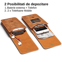Husa tip portofel 2 in 1 pentru telefoane de pana la 7 inch, cu 13 sloturi, inchidere magnetica si prindere pentru curea - 1