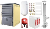 Pachet FORNELLO SAUNA CREAM 30 kW pentru incalzire si apa calda, cu boiler de 100 l, cos inox si calorifere - 1