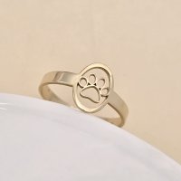 Inel oval Touch of Paw din Argint 925 cu placare de Aur Galben 18K - 1