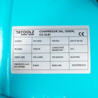Compresor de aer Detoolz DZ-C332, rezervor 24 L, cu ulei, 1500 W, 160 L/min, 8 bar, 2 prize de aer - 3