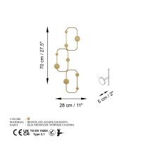 Cârlig de perete Wallxpert din metal auriu, 28x5x70 cm - 2