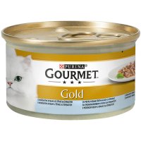 PURINA Gourmet Gold Double Pleasure, Pește oceanic cu Spanac, conservă hrană umedă pisici, (în sos), 85g - 3