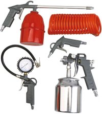Set 7 PIESE Vopsit cu aer comprimat 4 Pistoale Pneumatice 2 Recipiente Vopsea 1 Furtun Flexibil - 1